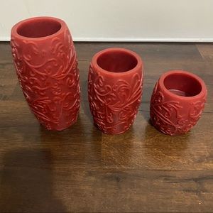 3 Light Up Wax Decorative Red Candles